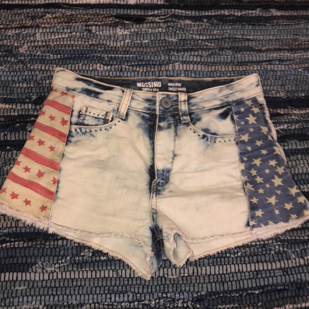 Acid wash high rise shorts
